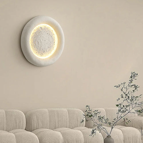applique murale led ronde lune intensités variables art déco résine