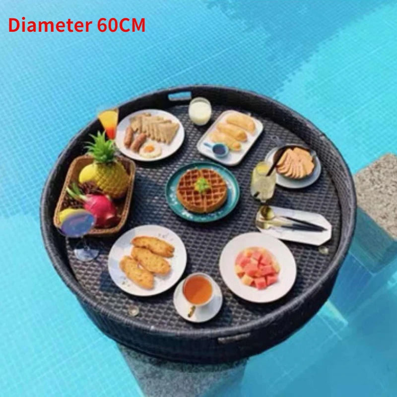 plateau en rotin nordique pour fruits et boissons de piscine - vue 20 sur 22
