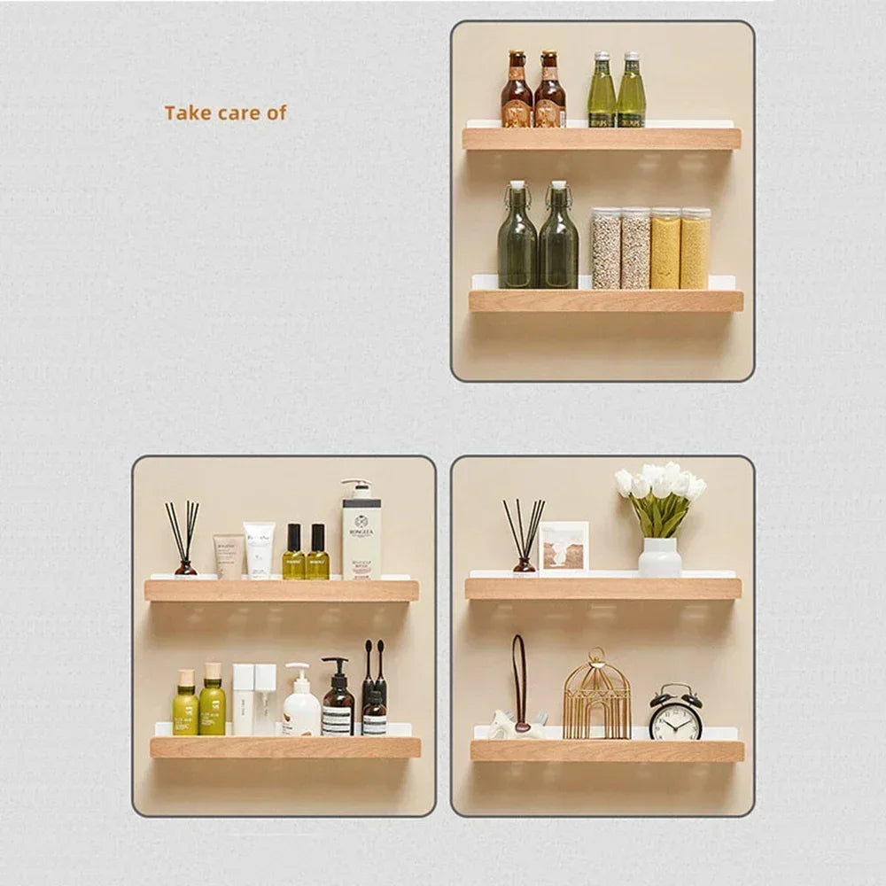 étagère en bois support d'angle sans perçage pour rangement - vue 6 sur 14