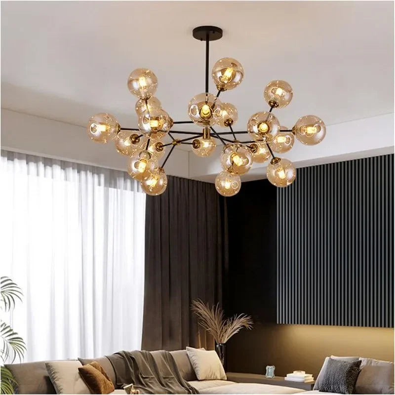 lustre suspendu design en verre pour décoration intérieure