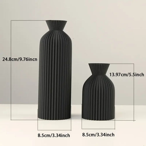 Elegant Black Plastic Vase - Boho Chic Decorative Centerpiece for Home, Office, and Living Room - vue 9 sur 8