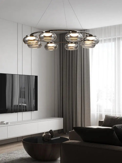 Luxuriöse Pendelleuchte aus Glas für moderne Dekoration - vue 5 sur 9