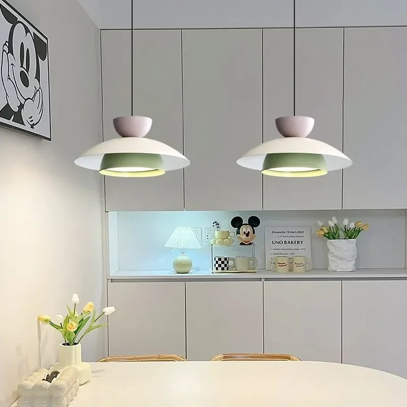 Nordique LED crème suspension lumières macaron 2/3 niveaux esthétique décor lampes suspendues chambre salon Restaurant luminaires - vue 6 sur 13