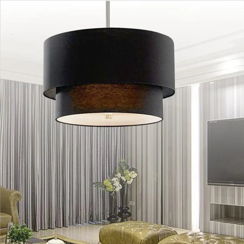 Suspension abat-jour en tissu style lin pastoral moderne - vue 6 sur 9