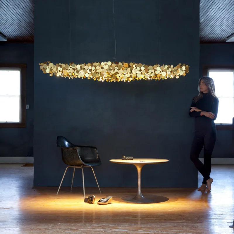 Lustre design post-moderne en acier inoxydable luxe - vue 4 sur 3