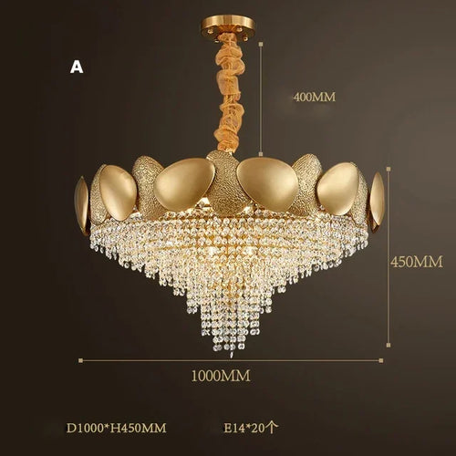 lustre moderne en cristal pampilles et acier inoxydable