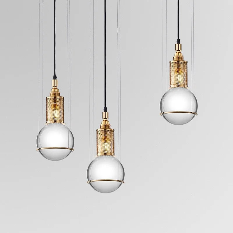 Suspension led de luxe en cristal style nordique cage à oiseaux - vue 3 sur 5