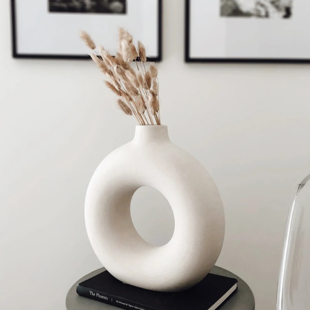 vase circulaire en céramique pour décoration intérieure et fleurs - vue 4 sur 12