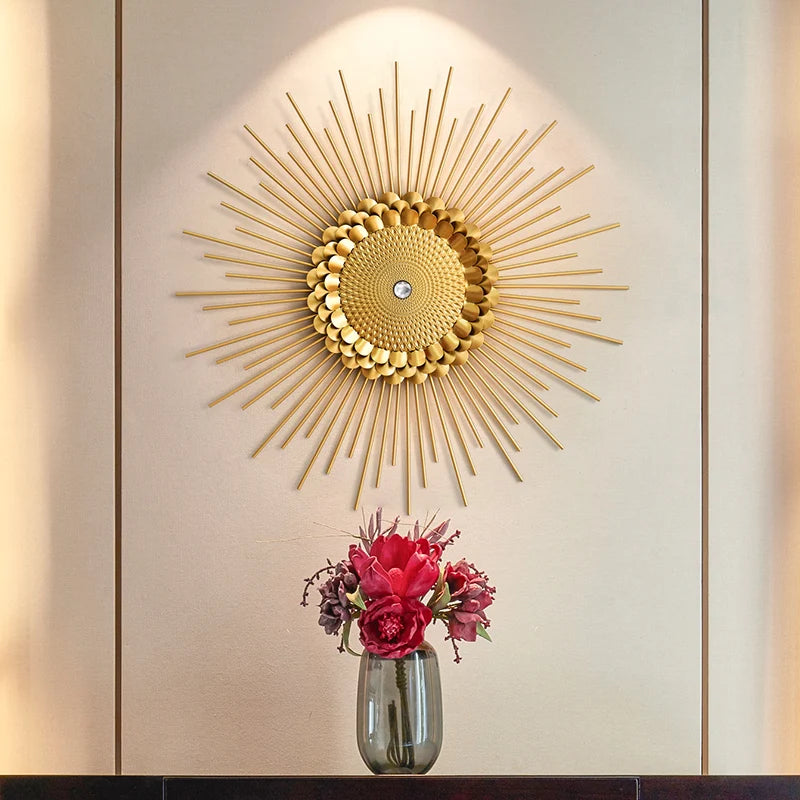 Creative Iron Golden Pendant for Living Room, Luxury Wall Hanging Mirror, Home Hallway Decor, Metal Wall Artistic for Bedroom