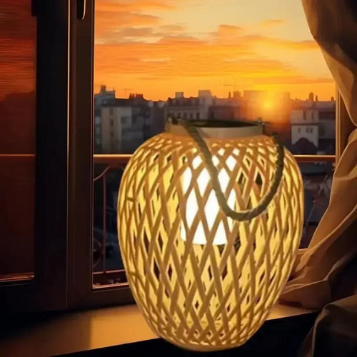 lampe extérieure solaire imitation bambou pour jardin décoratif