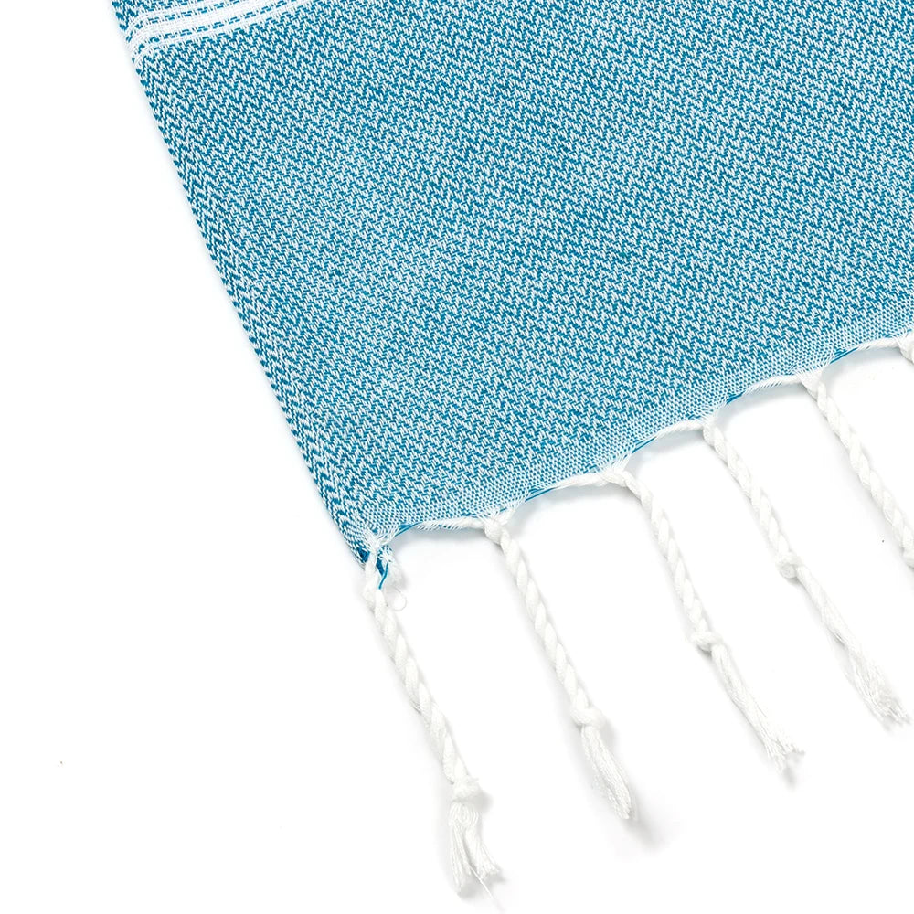 serviette de plage turque rayée coton franges absorbante - vue 7 sur 7