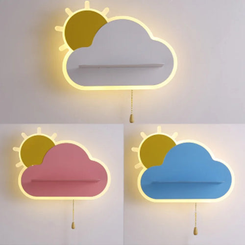 Dekorative LED-Wandleuchte für das Babyzimmer mit Wolken- und Sonnendesign - vue 7 sur 12