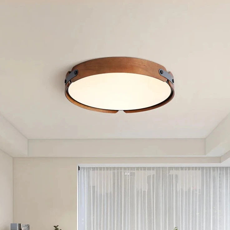 Lampes de plafond lampe de chambre à coucher créative japonaise en noyer lampe moderne lampe de chambre ronde chambre principale Restaurant lampe nordique - vue 2 sur 11