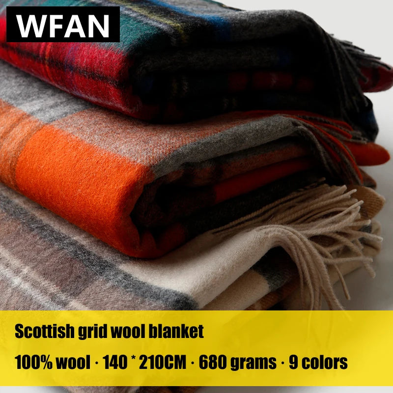 Plaid laine cachemire motif ecossais style pastoral chaud - vue 3 sur 7