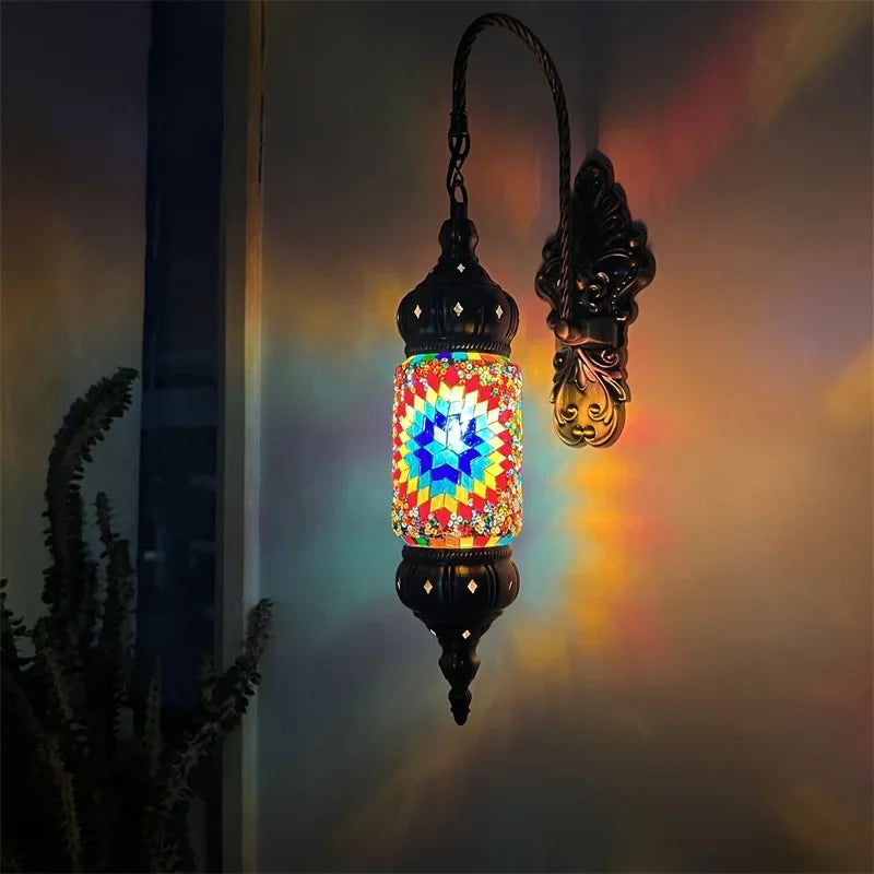 Mediterrane Wandleuchten im Boho-Retro-Mosaikstil mit LED - vue 10 sur 11