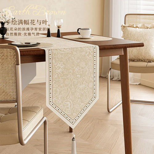 Chemin de table lin fleurs vintage style campagne - vue 3 sur 4