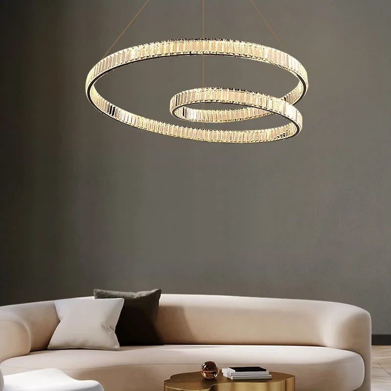 lustre cristal led luxe deco suspension - vue 7 sur 12