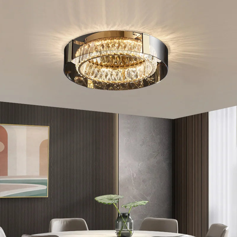 plafonnier rond cristal de luxe led pour décoration intérieure - vue 4 sur 15