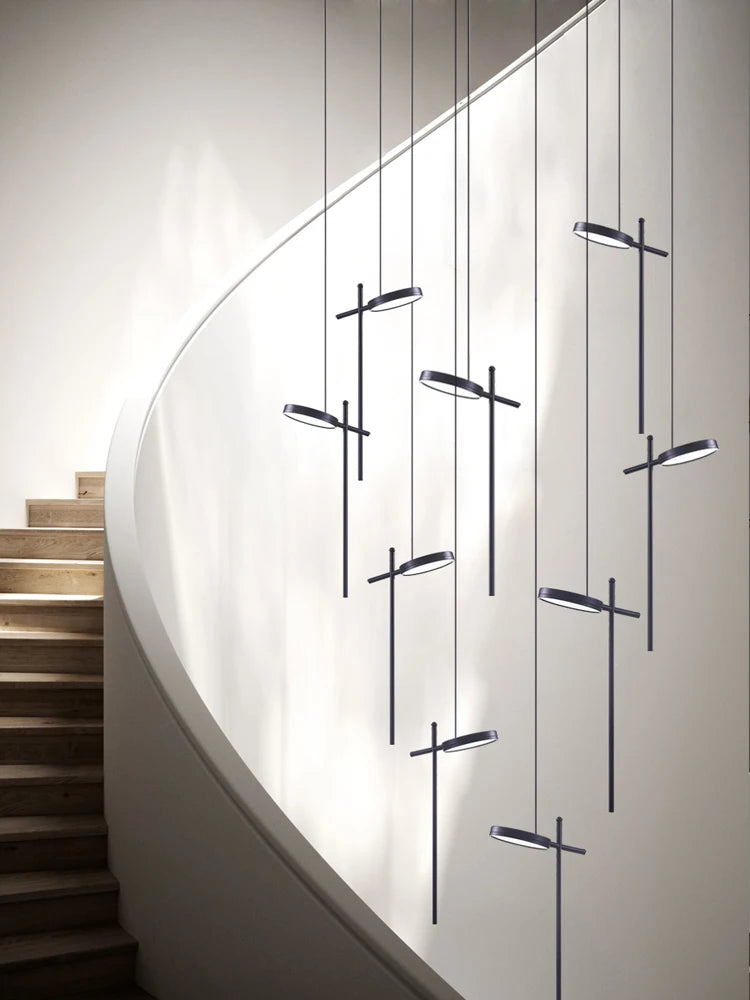 lustre moderne suspendu en acrylique design créatif 2023 à LED - vue 6 sur 17