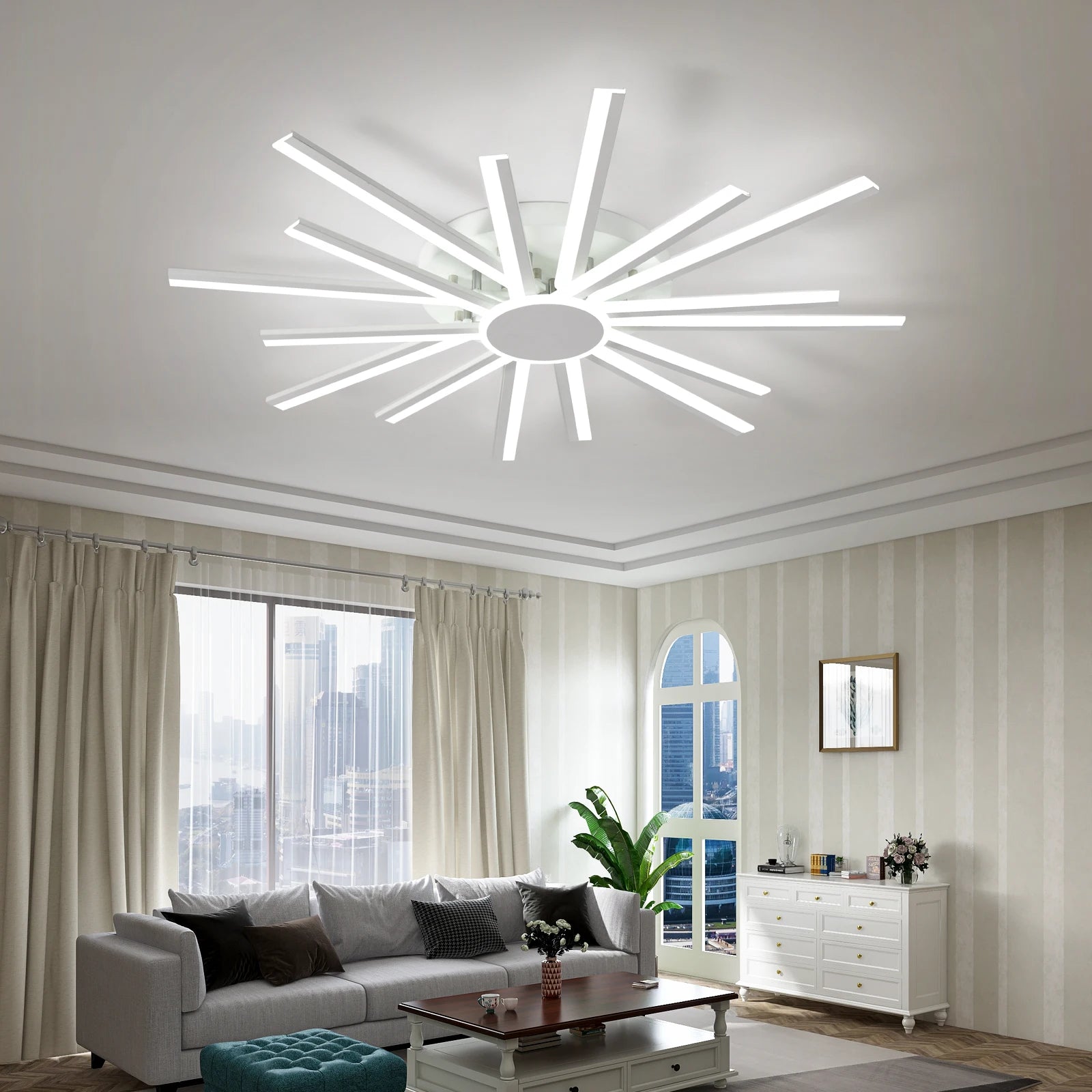 Plafonnier led intelligent moderne à intensité variable avec télécommande - vue 5 sur 8
