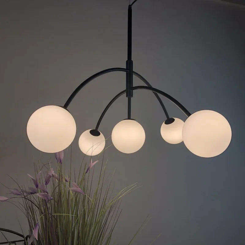 Danish Designer Suspenion Milky Glass Hanging Light Ceiling Chandeliers Nordic Pendant Lamp for Living Dining Room Kitchen - vue 2 sur 8