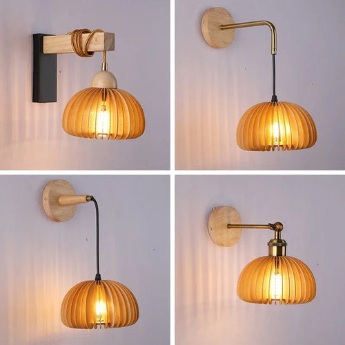 LED-Wandleuchte aus Holz im japanischen Stil für die Innendekoration - vue 3 sur 10