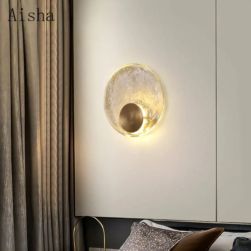 applique murale luxe en cuivre et cristal élégante pour intérieur et extérieur - vue 5 sur 7