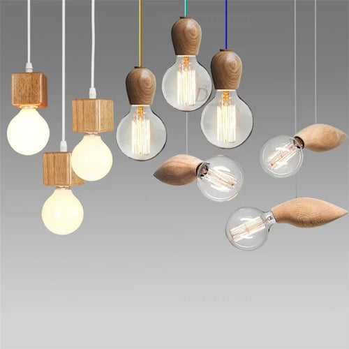 Vintage-Pendelleuchte aus Eichenholz im modernen Design - vue 4 sur 15