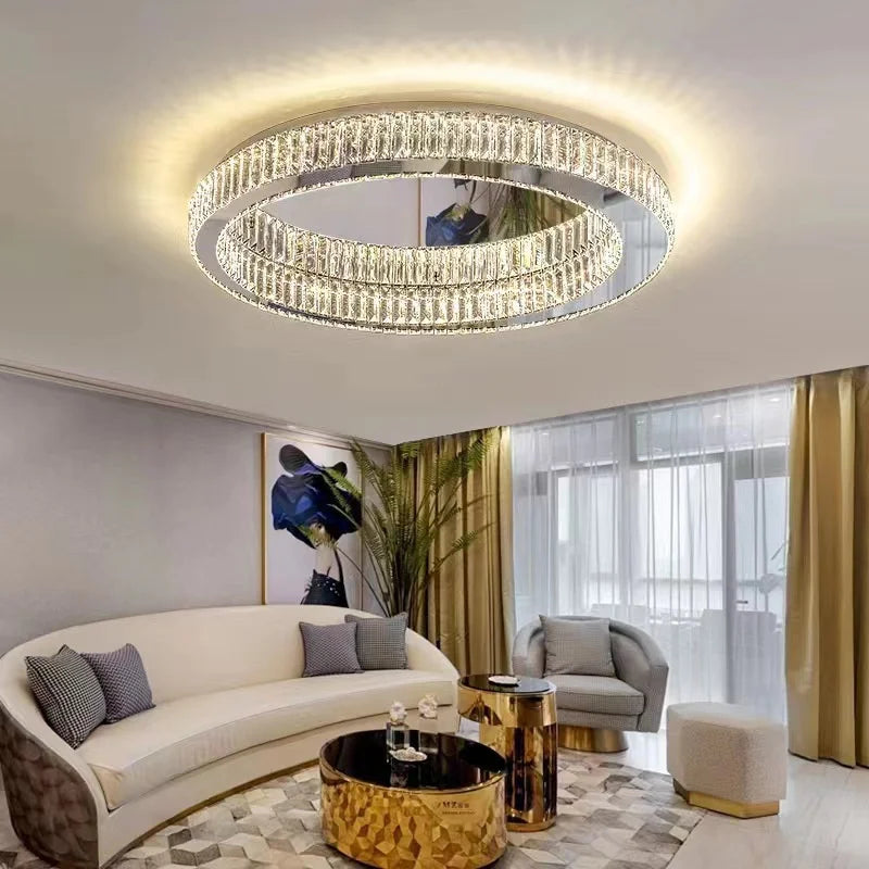 plafonnier circulaire en cristal moderne pour décoration intérieure - vue 4 sur 15