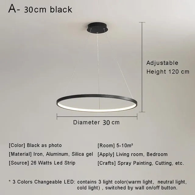 Moderner LED-Ring für minimalistische Dekoration als Pendelleuchte