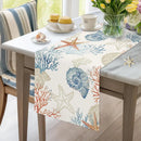 Chemin de table lin motif ocean style nautique