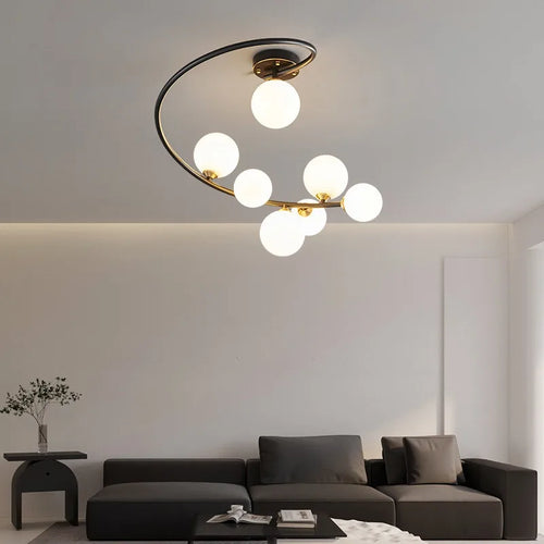 plafonnier moderne en cuivre irrégulier avec lumière personnalisée