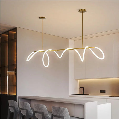 lustre moderne à long tuyau pour décoration intérieure élégante - vue 6 sur 25