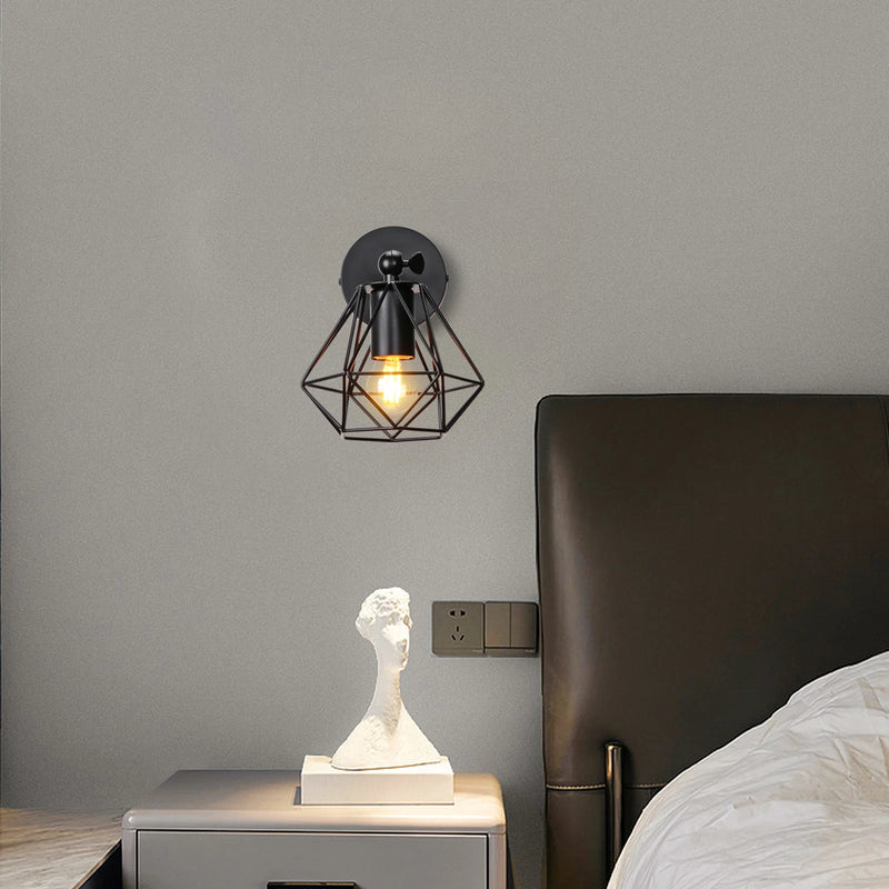 applique murale loft industriel led vintage cage abat-jour