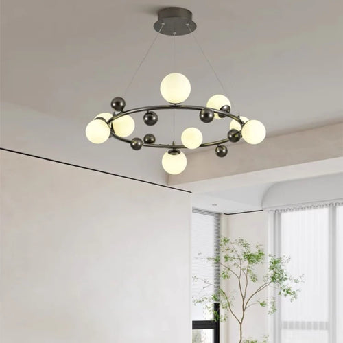 lustre d'intérieur moderne en métal et verre réglable