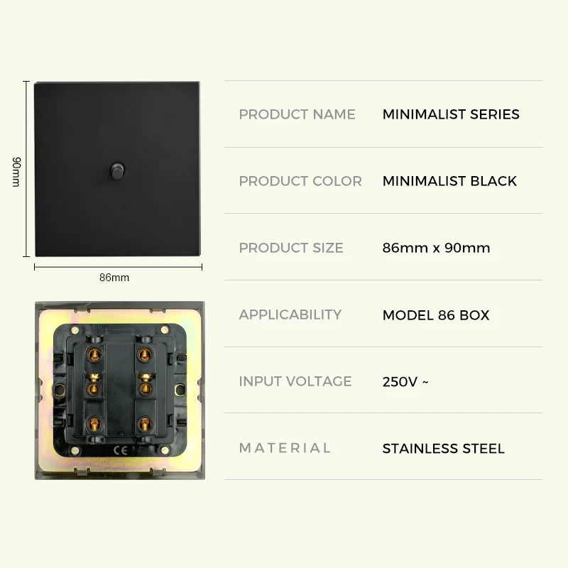 Interrupteur simple 1 voie en acier gris foncé brossé