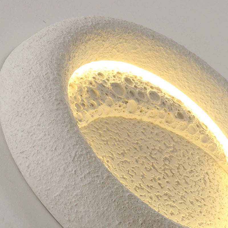 applique murale led ronde lune intensités variables art déco résine - vue 6 sur 8