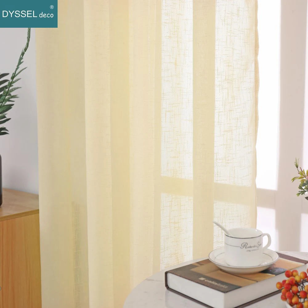 Voilage léger effet lin rayé pour salon chambre