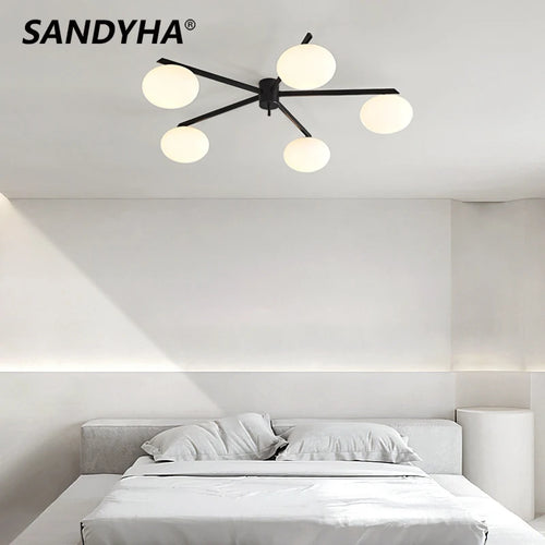 galet crème suspension luminaire led en verre français cuivre