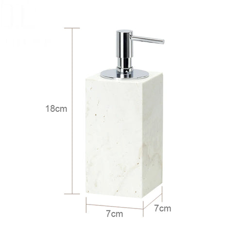 ensemble daccessoires en travertin beige pour salle de bain - vue 17 sur 20