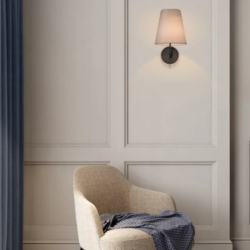 applique murale led en cuivre de luxe avec miroir tissu - vue 5 sur 8