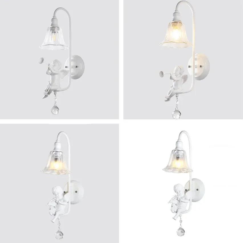 applique murale moderne en résine forme d'ange décorative lumineuse - vue 3 sur 12