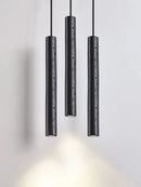 Led lustre chambre chevet suspension lampe Tube longue ligne petite lumière naturelle pierre noire maison chambre décoration luminaire