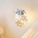 Simple moderne mignon enfants chambre lustres blanc ours lapin lampes bébé chambre fille garçon chambre chevet lustre lumières en verre