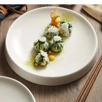 Assiettes céramique rondes style japonais pour repas