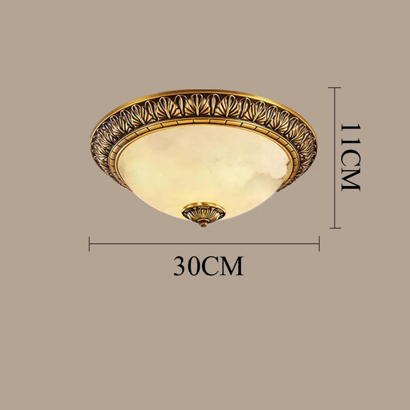 plafonnier led vintage europe sculpter en cuivre espagnol marbre - vue 6 sur 8