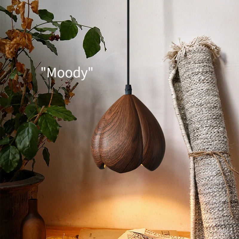 lustre en bois de noyer fait à la main décoration moderne nordique - vue 2 sur 11