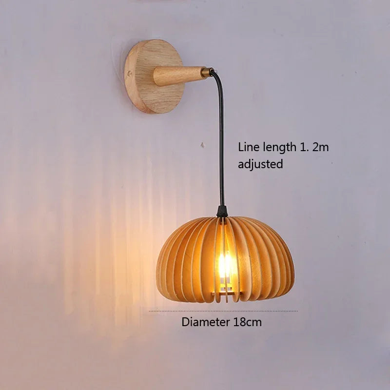 LED-Wandleuchte aus Holz im japanischen Stil für die Innendekoration - vue 4 sur 10
