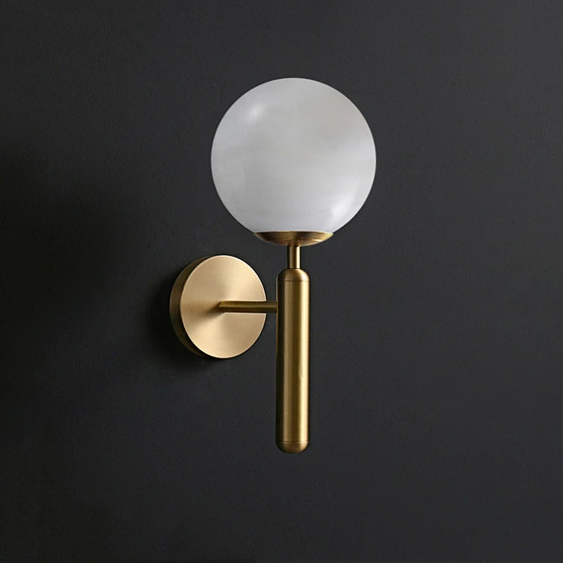 applique murale led créative boule laiton marbre style européen antique