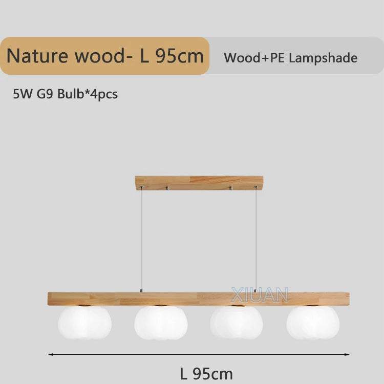 Moderne Pendelleuchte aus Naturholz in Baumwollform